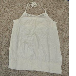 Girls Halter Top 14 Off White Mudd Crochet Trim Shelf Bra Scoop Shirt